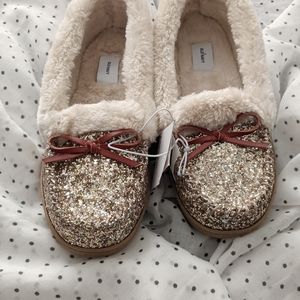 Old Navy Glitter Moccasins Rose Gold